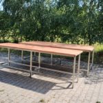 Stoły nierdzewne z blatami bukowymi