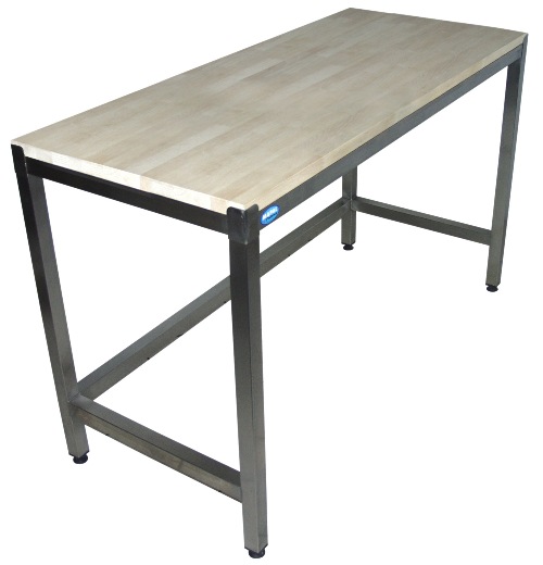 Stoły nierdzewne z blatami bukowymi